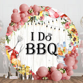 Aperturee - Aperturee Floral Wooden I Do Bbq Round Bridal Shower Backdrop